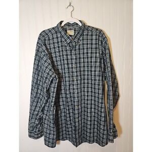 LL Bean Men's Long Sleeve Button Up Shirt Blue/Green Plaid XL B104